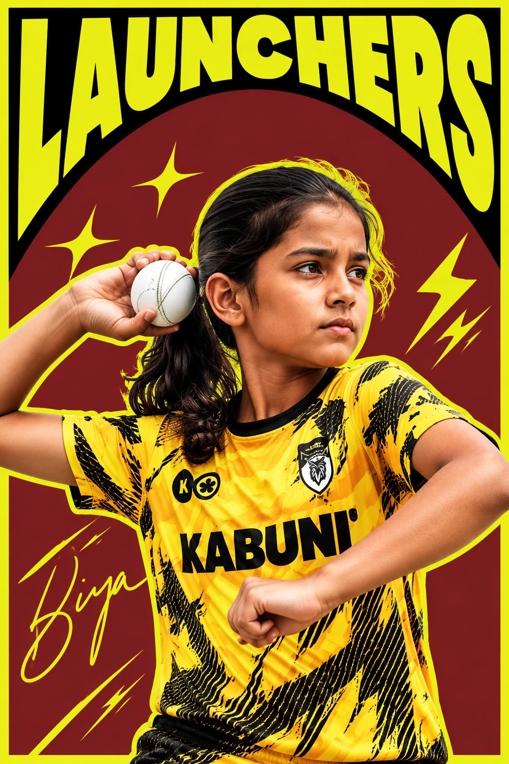 A young Launchers bowler ready to deliver